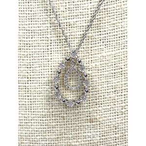 Effy Sterling Silver 1/10 ct. t.w. Diamond Pendant Teardrop 18" Necklace NEW